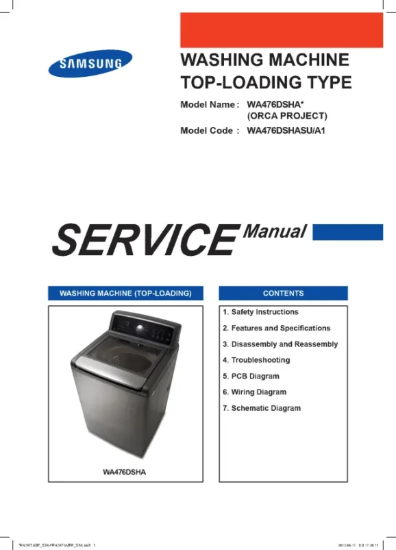 Samsung WA476DSHASU Service Manual PDF